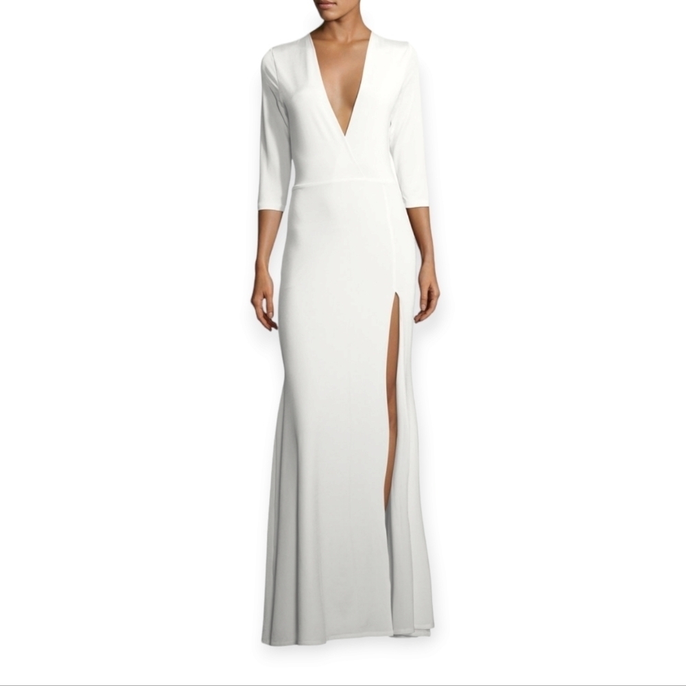 LurellyLinda Plunging High-Slit Faux Wrap Evening Gown New with Tags